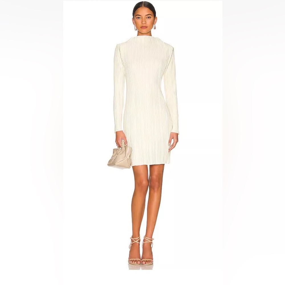 Anine Bing Cream Boat Neck Kira Dress Long Sleeve Size M